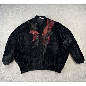 Vintage JA Resort Velvet Jacket Womens Small Black Velvet Goth Whimsy Judith Ann
